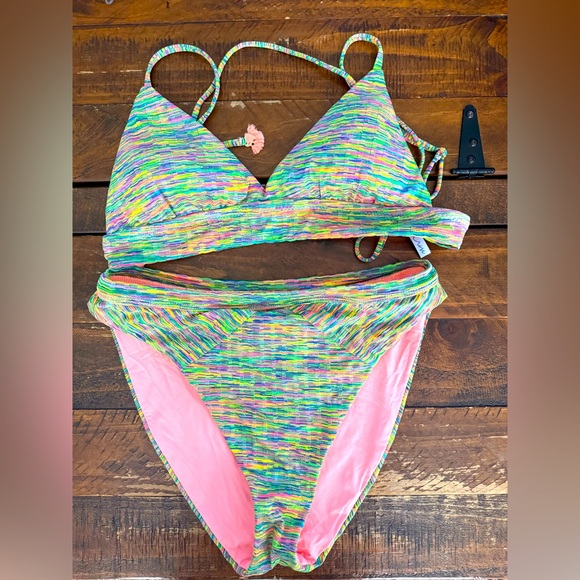 Isabella Rose Swim Other - Colorful Striped Bikini Set